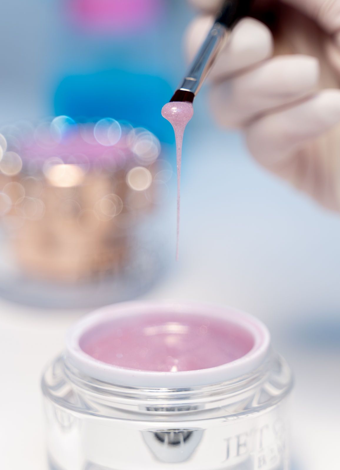 Detailaufnahme für Buisnessfotografie. Gel auf Pinsel.
