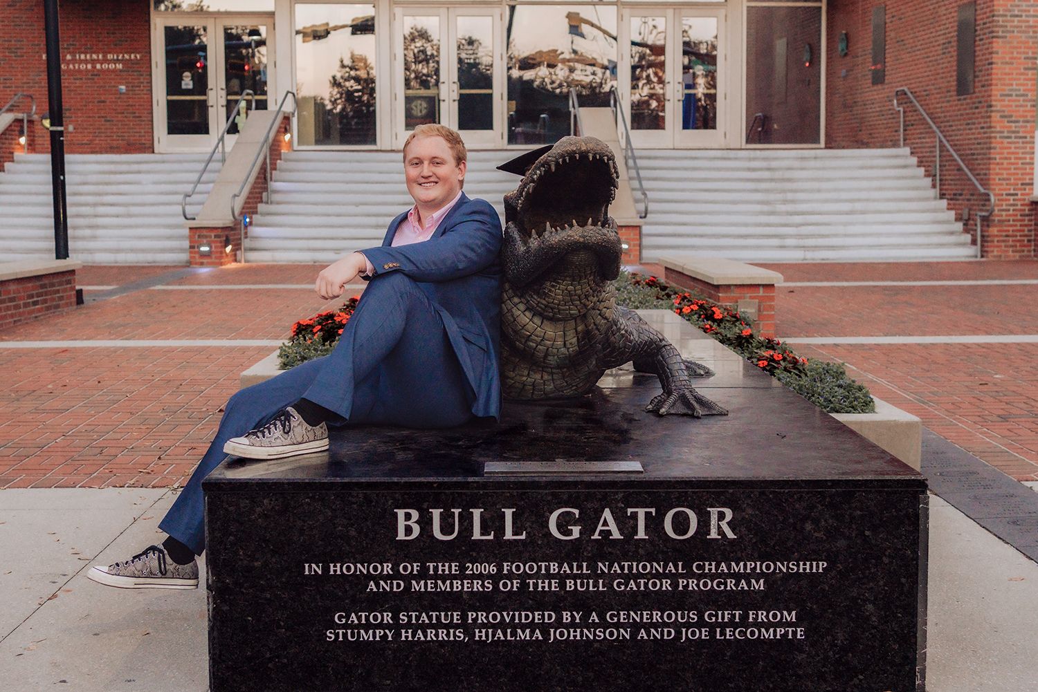 Graduation photos of graduate at University of Florida at the Bull Gator