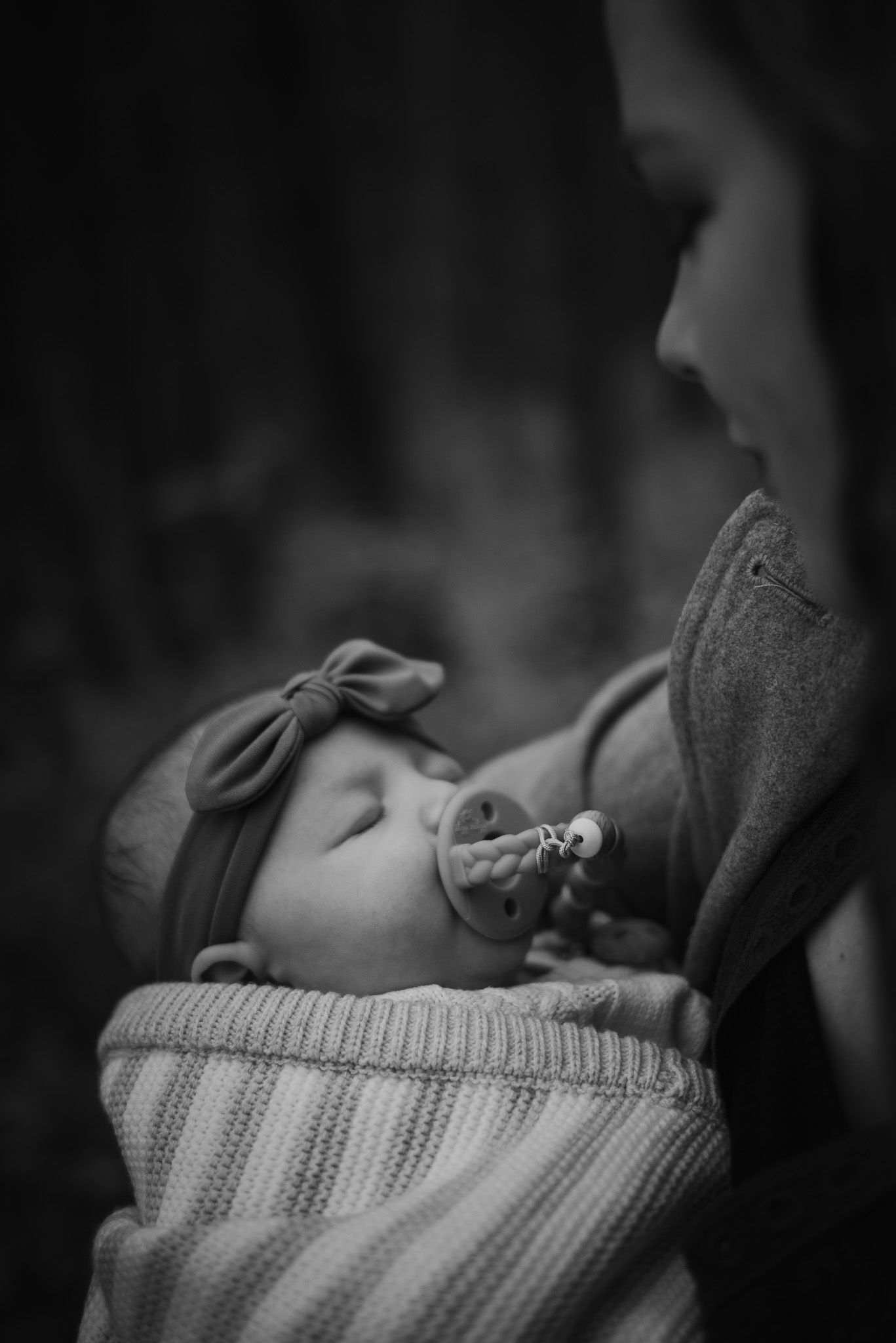 Intimate black and white close-up moments of gentle connection and care.