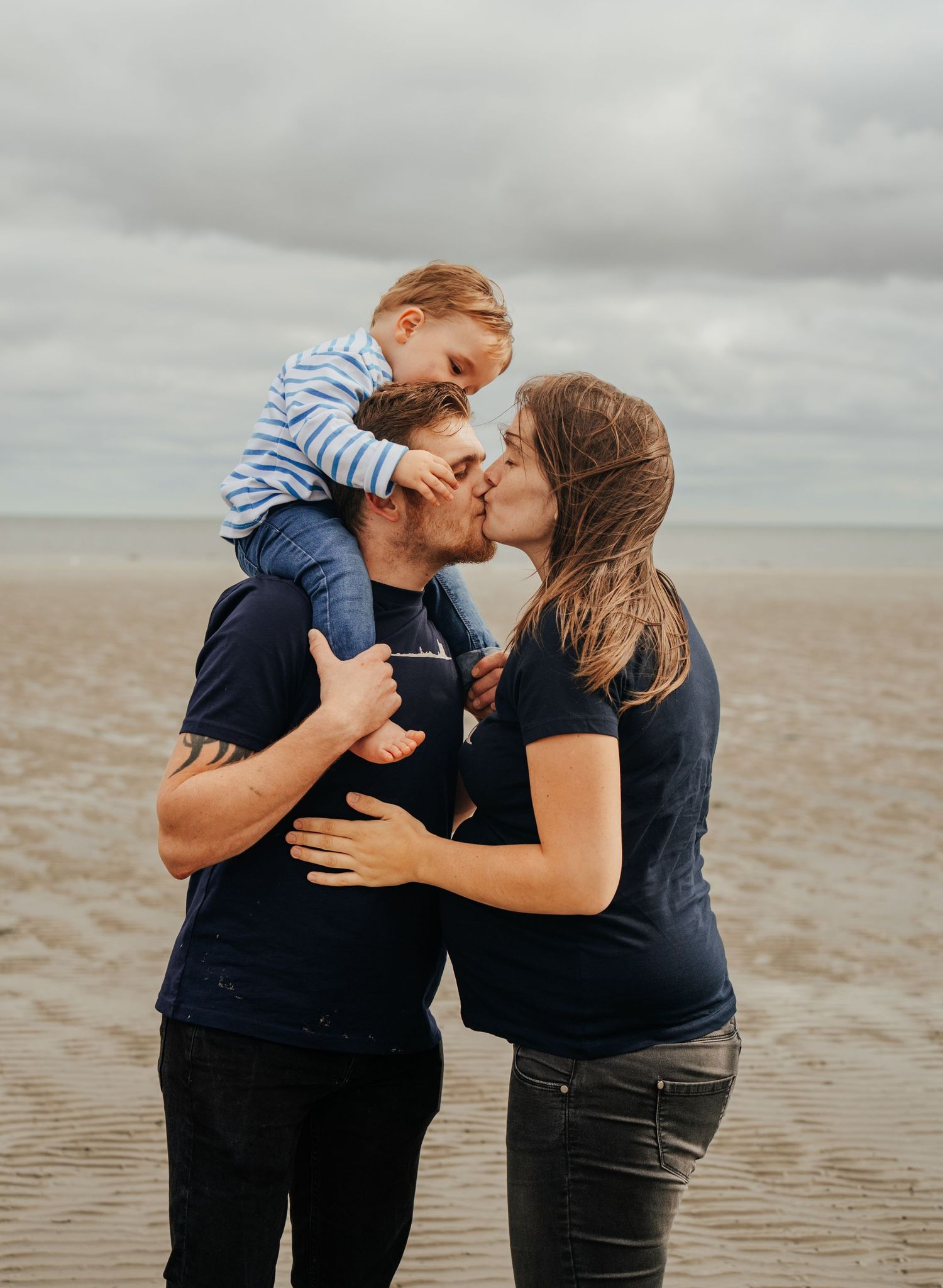 Photo famille sur la plage Normandie