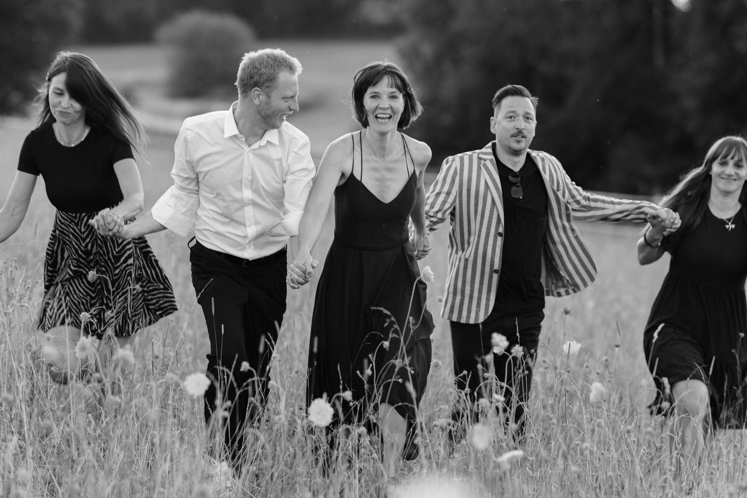 Wiese, Feld, Gruppenbild, Hochzeit