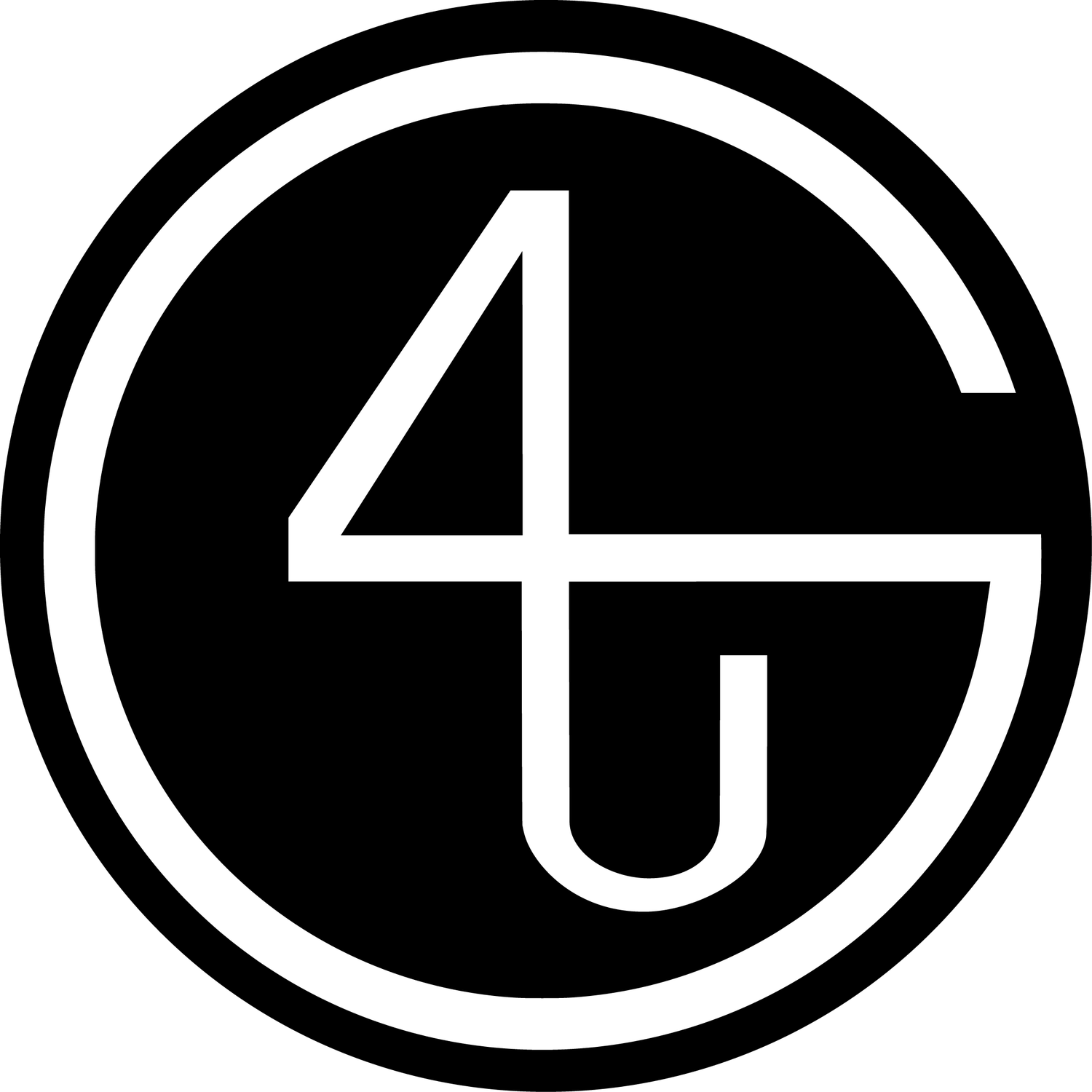 Black and white circular logo featuring a stylized number 4 and letter G monogram design.