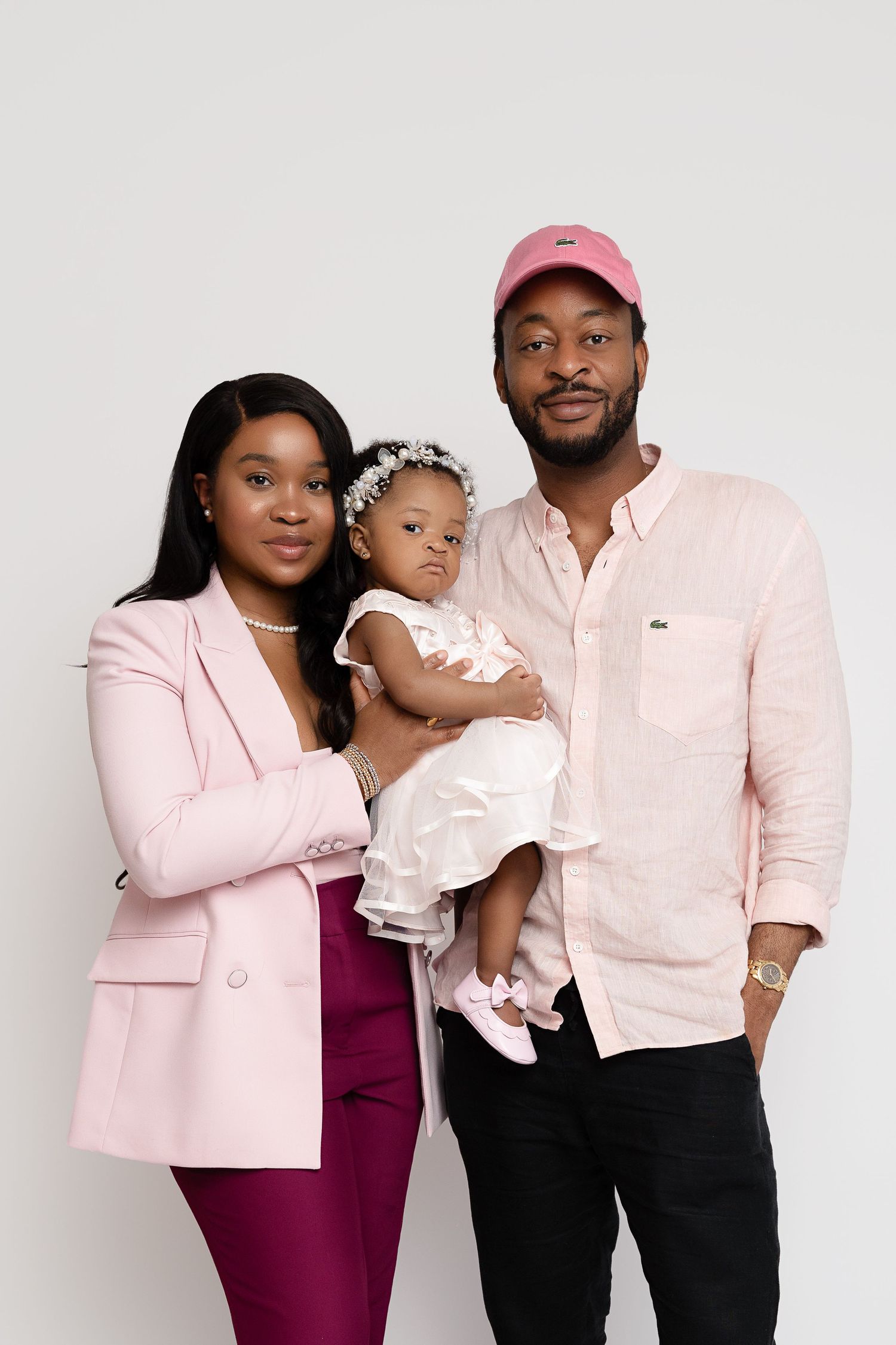 family on white backdrop. Best maternity and newborn photographers in Los Angeles, serving Woodland Hills.