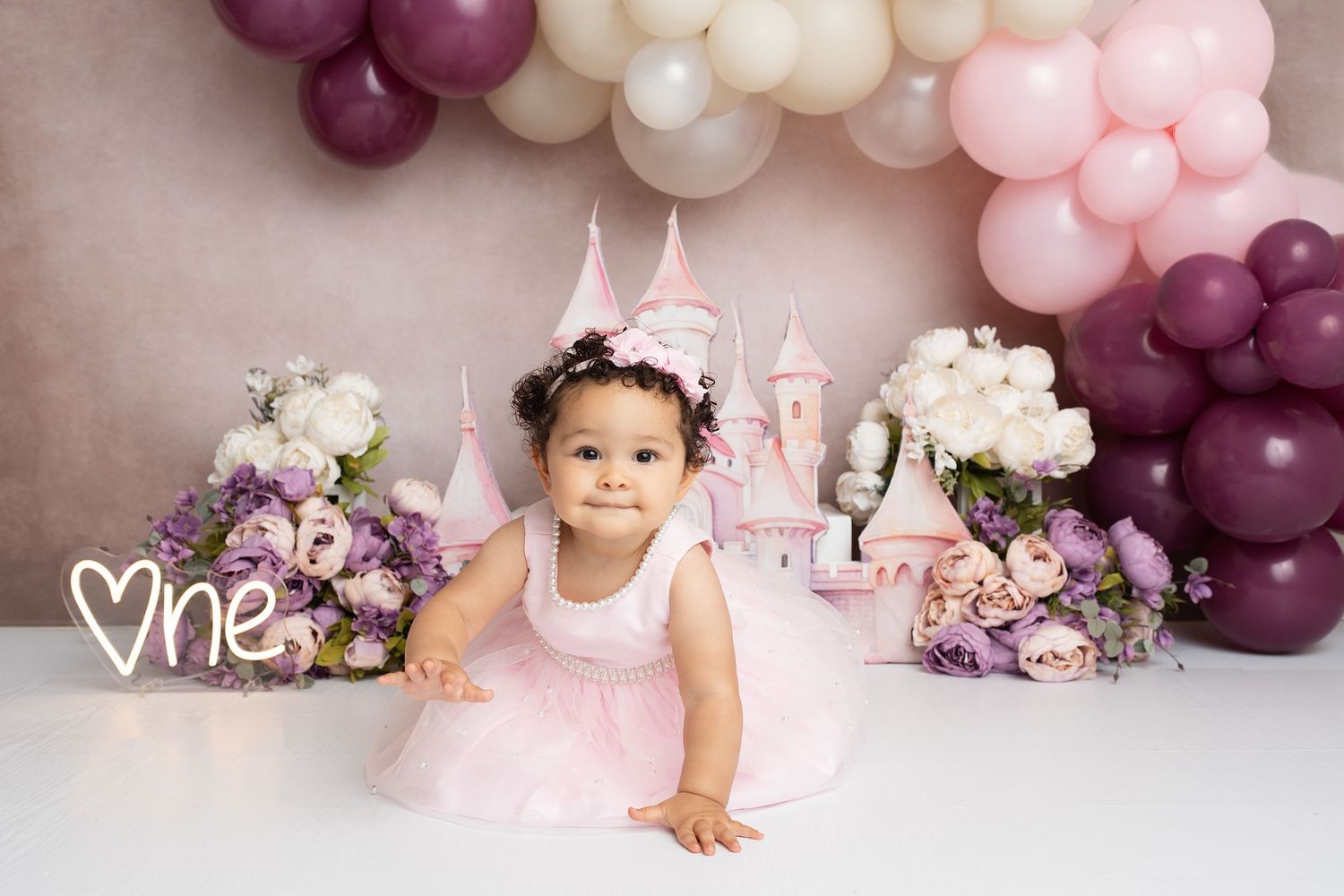 Smiling baby  in our Woodland Hills studio. Amazing milestone photography in Los Angeles & the SF Valley.
