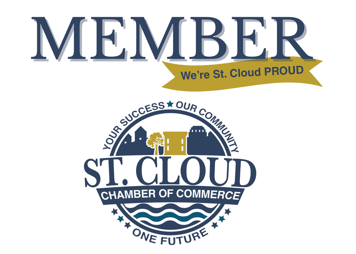 St. Cloud Chamber of Commerce member badge with We are St. Cloud Proud banner.