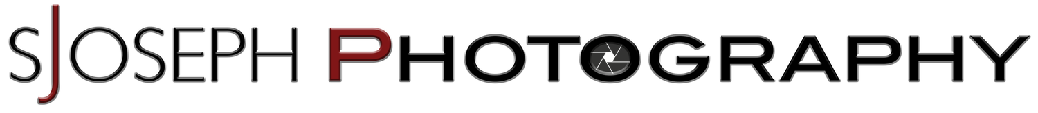 SJoseph Photography professional logo with camera lens incorporated into the letter O.