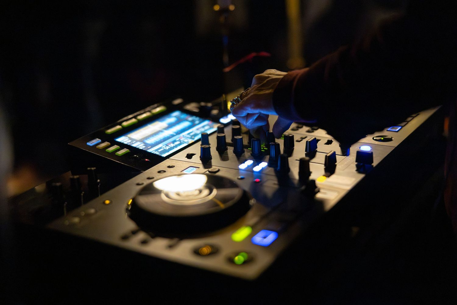 DJ performing live during a Flying Solo fashion event in New York City.