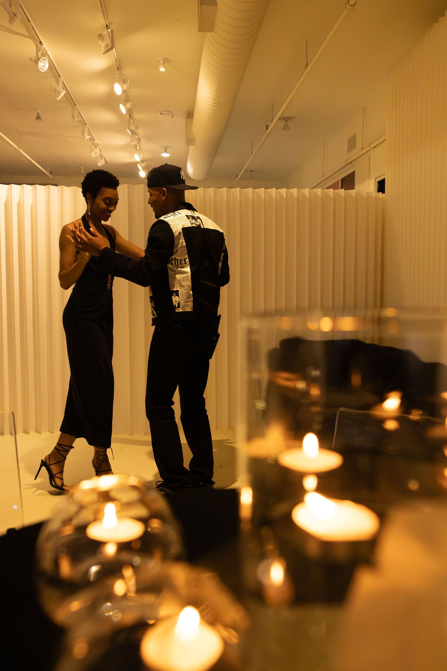 Guests networking during a Flying Solo fashion event in New York City.
