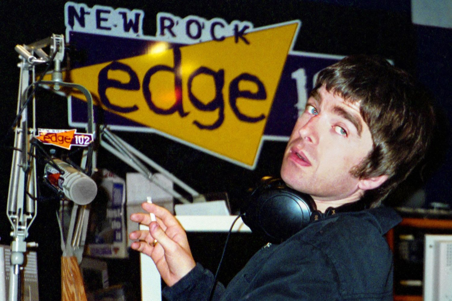Noel Gallagher of Oasis at 102.1 The Edge radio station in Toronto in 2001, photographed by Lisa Mark.