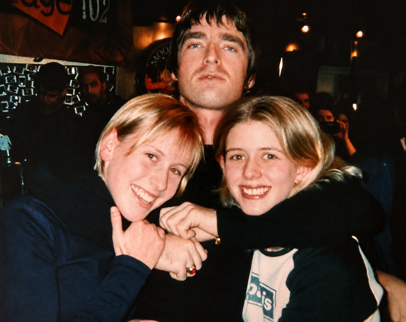 Lisa Mark with Noel Gallagher in 1999 at Edge 102.2 in Toronto, ON Canada.