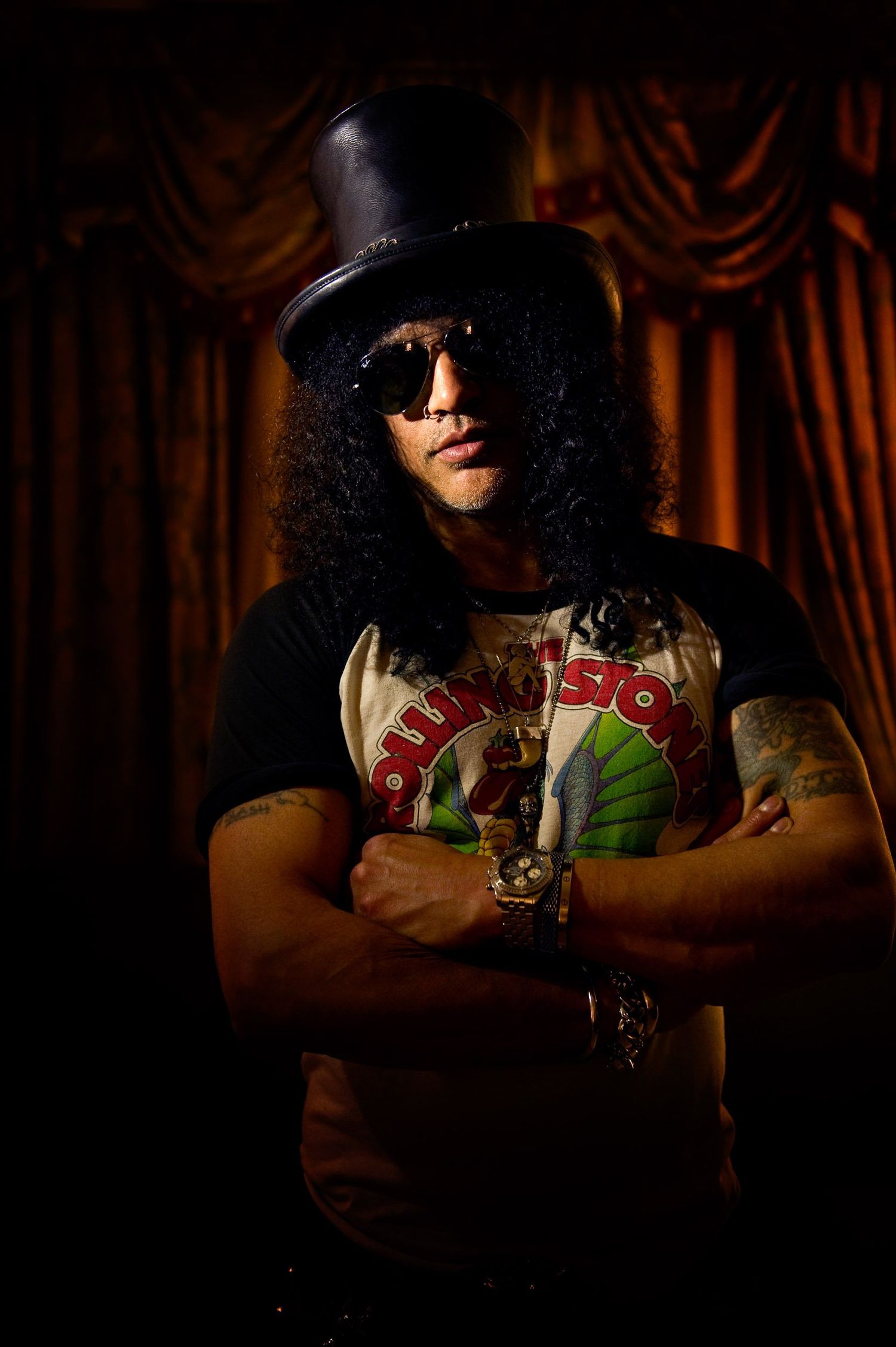Slash of Guns N’ Roses photographed for Access Magazine by Lisa Mark in 2010.