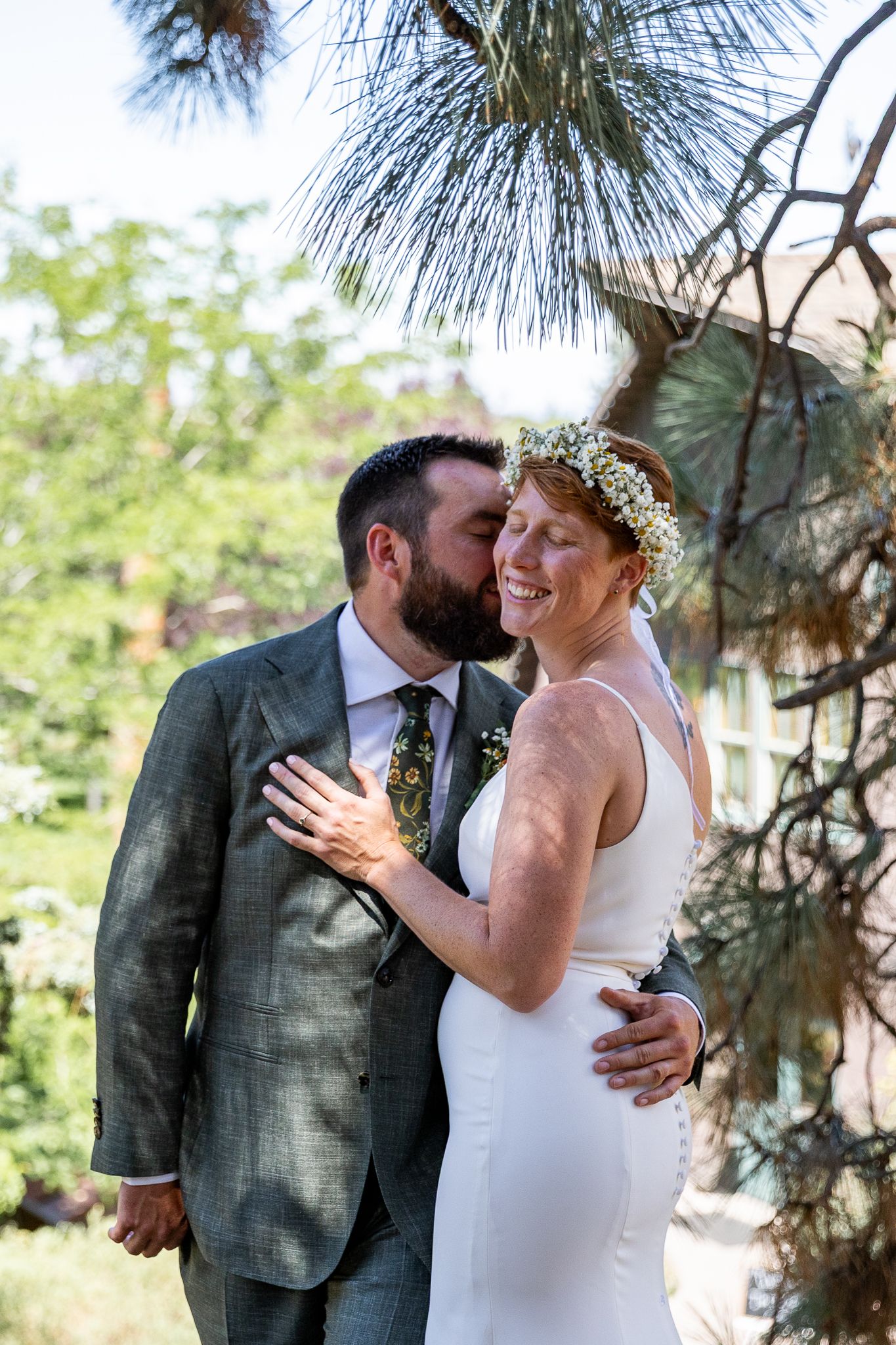 Bride and Groom portraits in Bend at Hollinshead Park, Central Oregon Wedding Photographer