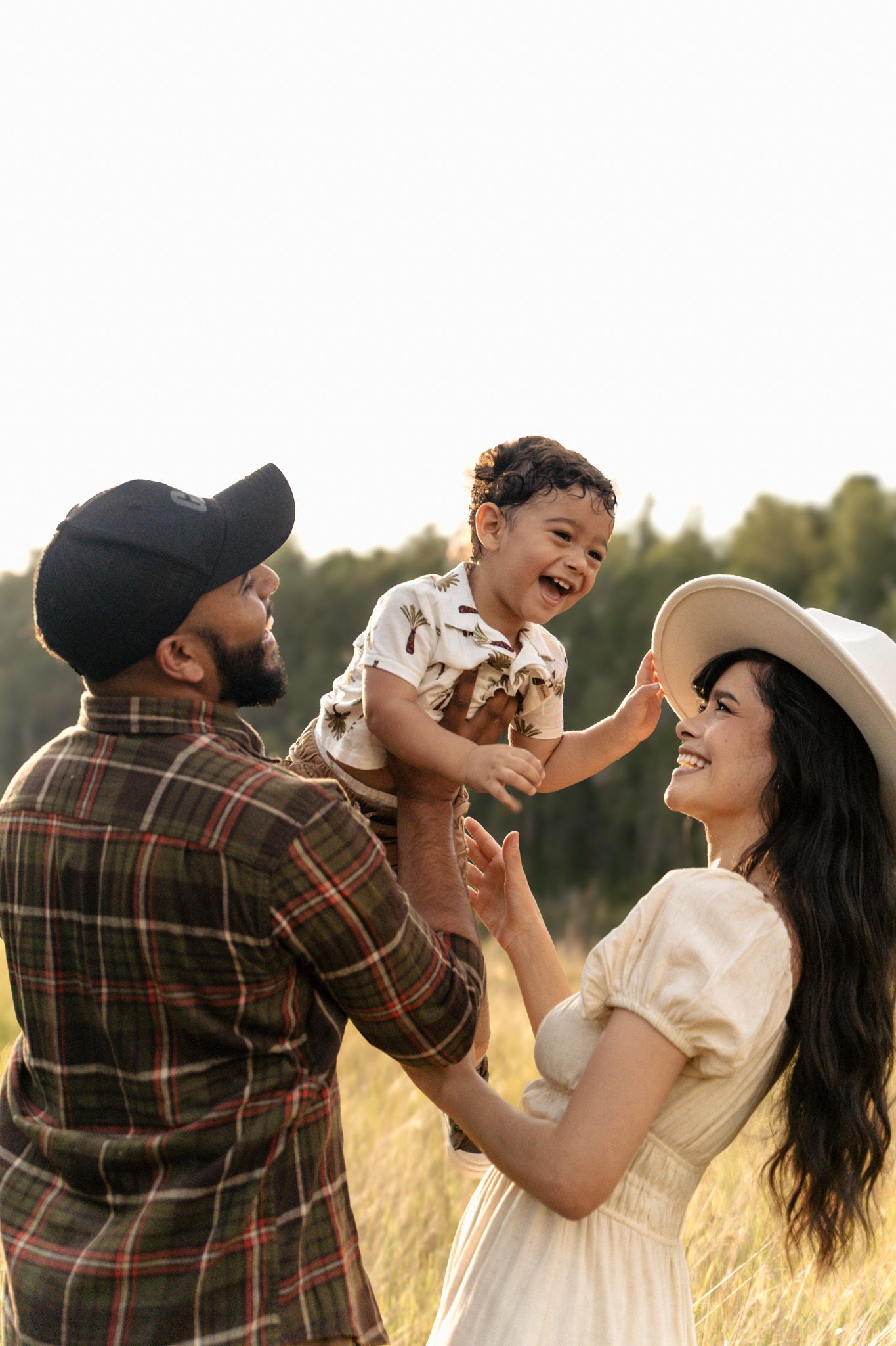 family fall photo shoot in a meadow