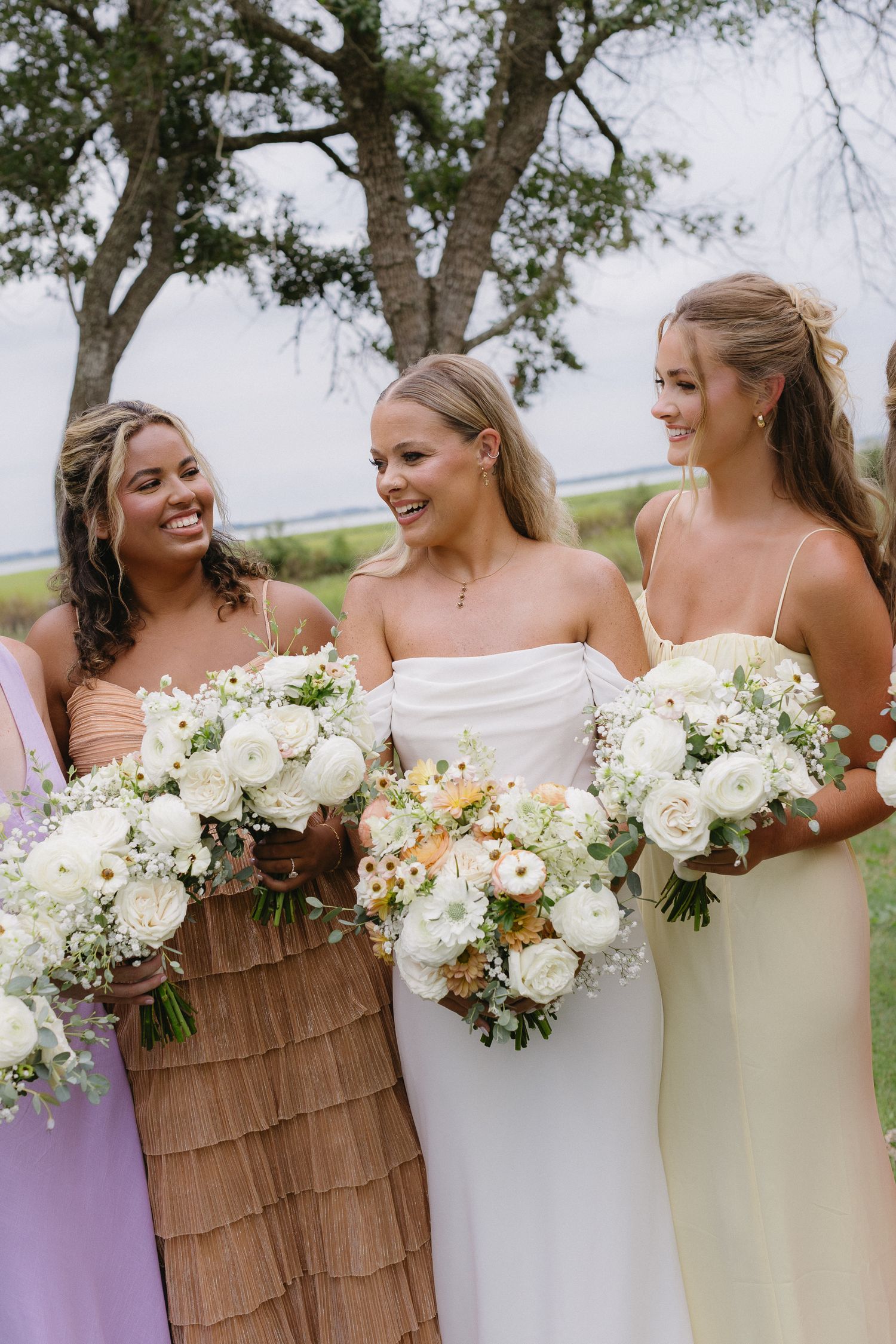 Candid bride and bridesmaid photo at Charleston South Carolina wedding photography