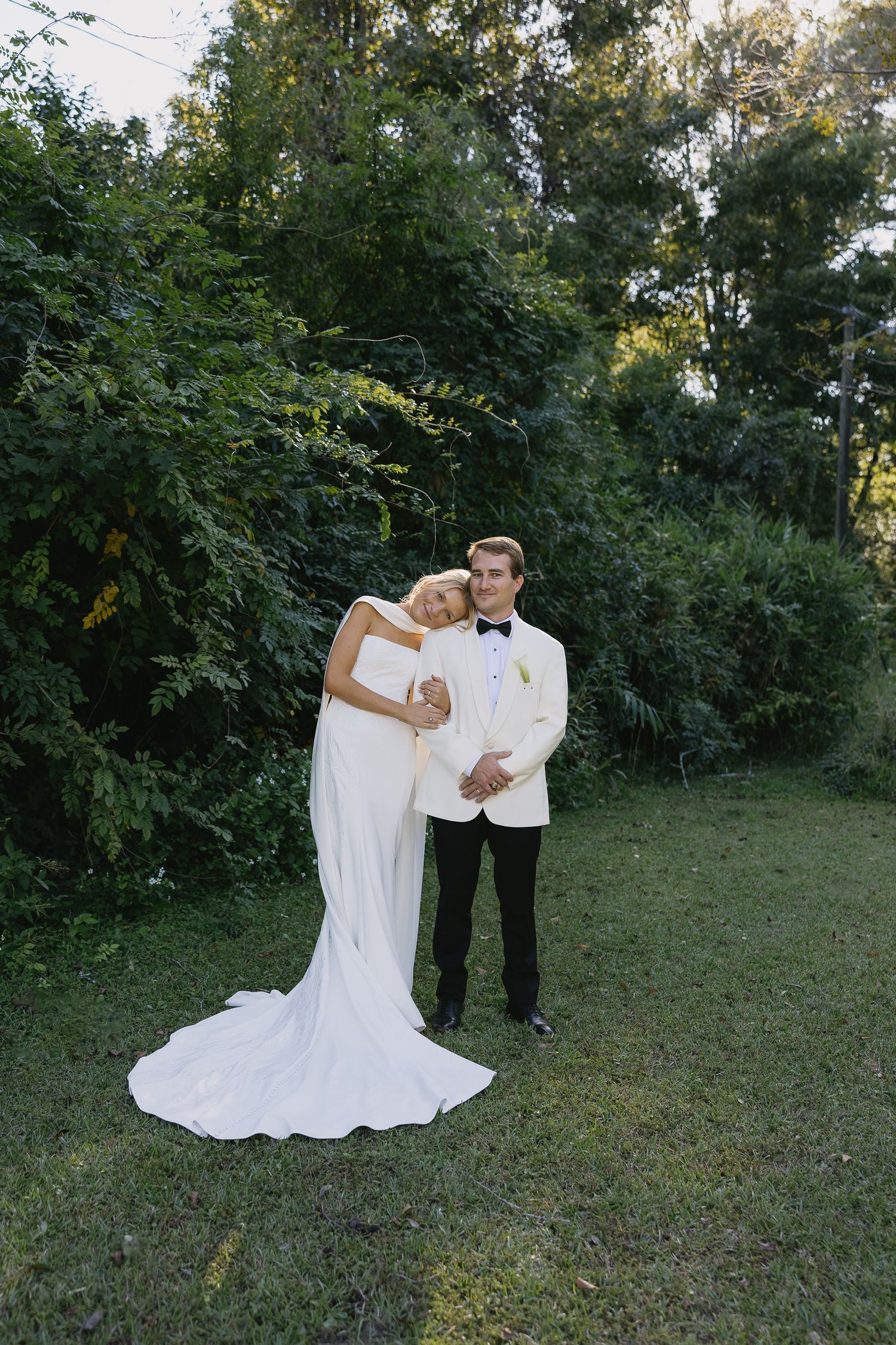 Romantic couple portraits of bride and groom on their wedding day on Johns Island South Carolina wedding photography