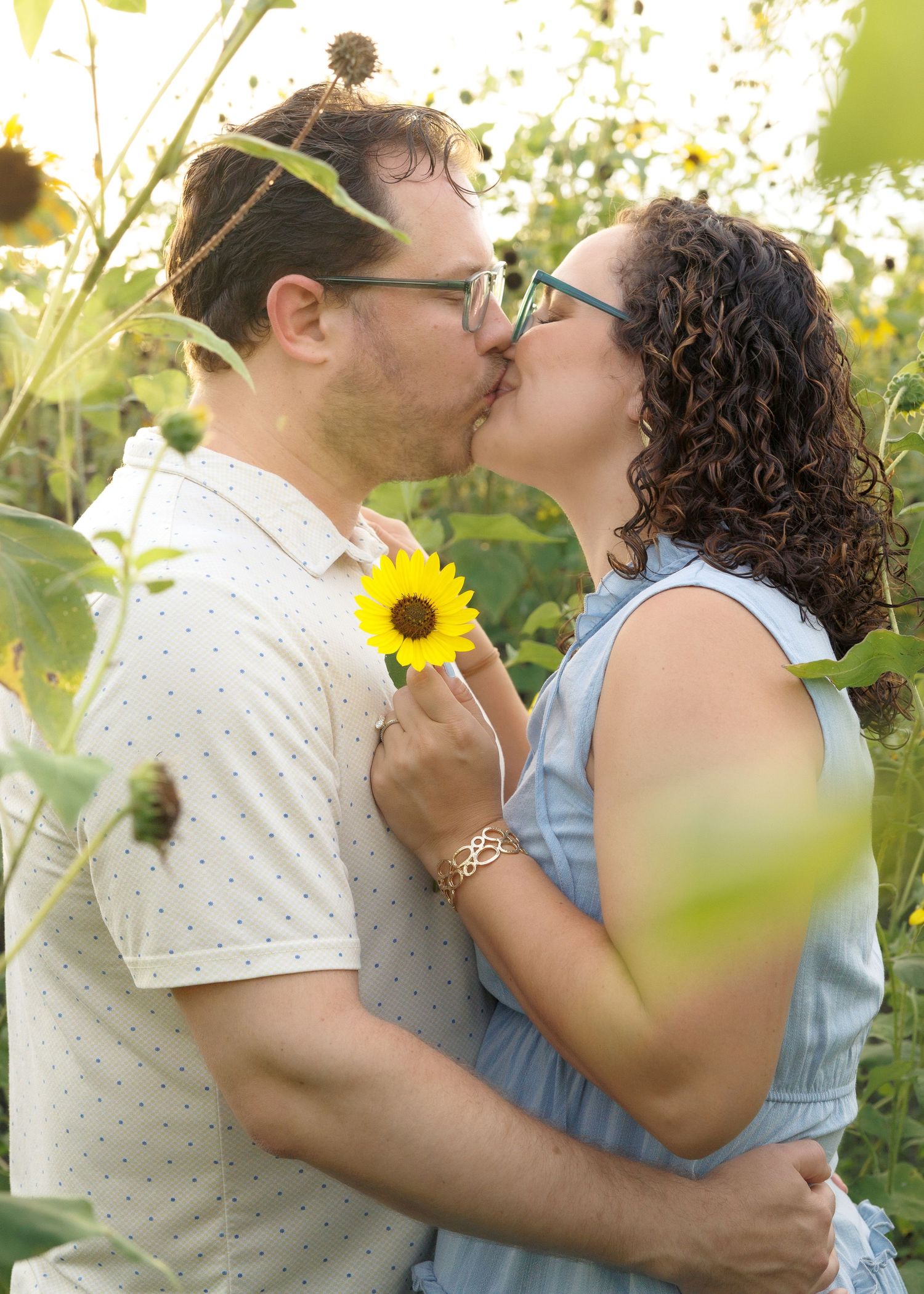 Couple at golden hour in Houston, Tx enjoying a sweet moment