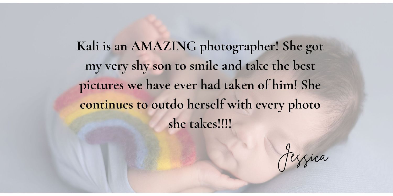 Client testimonial from Jessica praising photographer Kali for capturing beautiful photos of her shy son. Texarkana TX