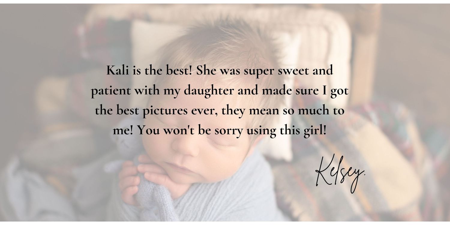 Client testimonial from Kelsey praising photographer Kali for patience and beautiful photos of her daughter.  Texarkana TX