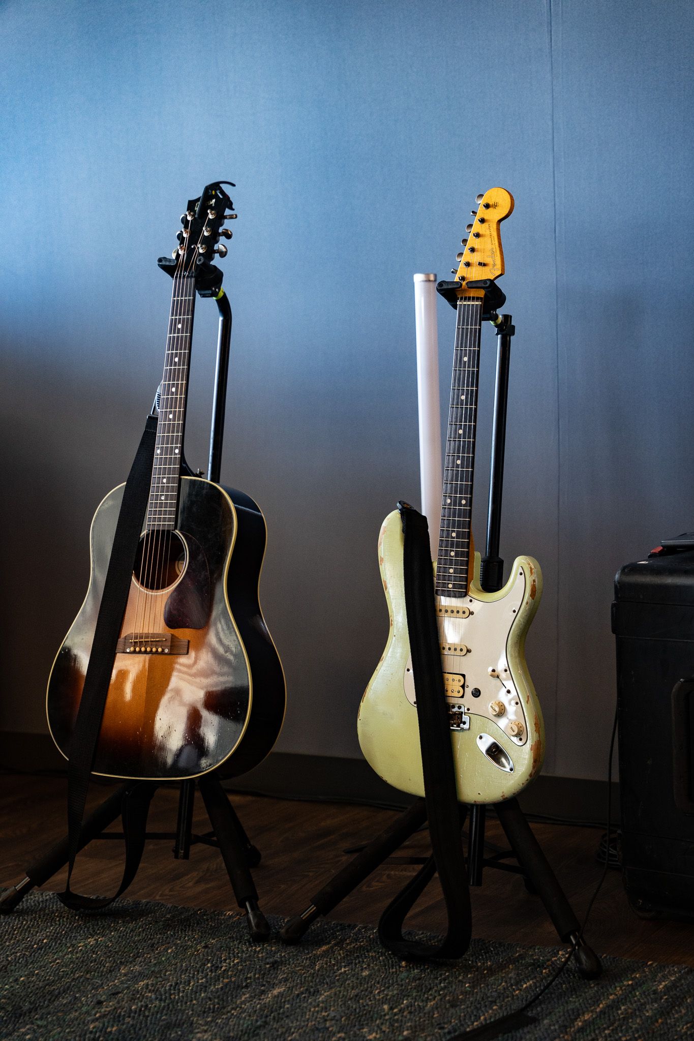 Corporate event photography of two guitars during a U.S. Open Golf Tournament party at Shinnecock Hills in the Hamptons, New York.