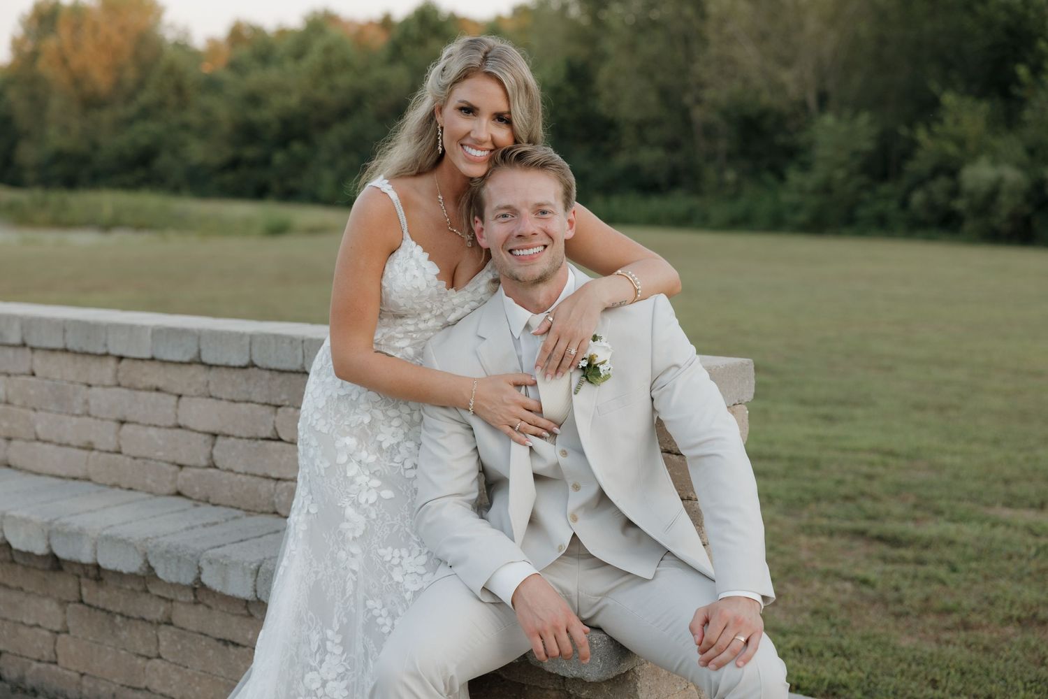 Bride and Groom on their wedding day at The Hangar venue located outside of Saint Louis.