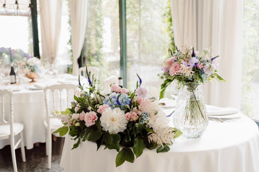 dettaglio fiori allestimento per la cena nuziale a Tenuta Frizzoni