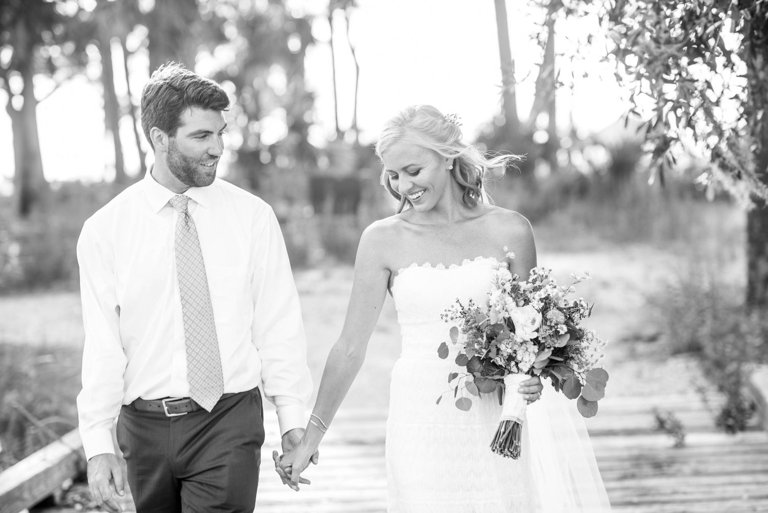 Black and white wedding photography in natural outdoor setting. Hilton Head Island, Wedding.