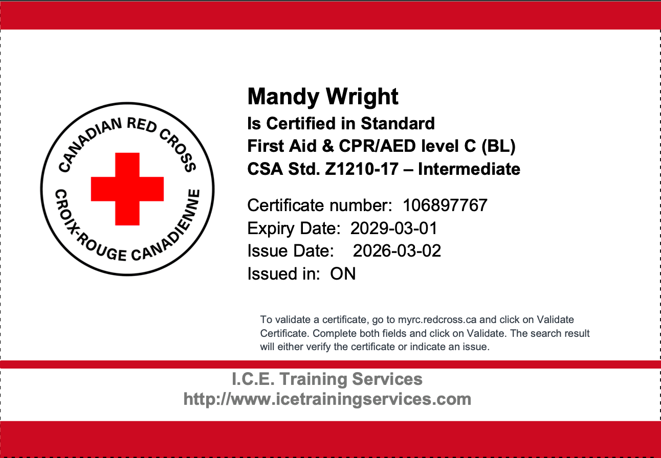 First aid certificate Madoc Ontario | Yesterday's Focus by Mandy Wright