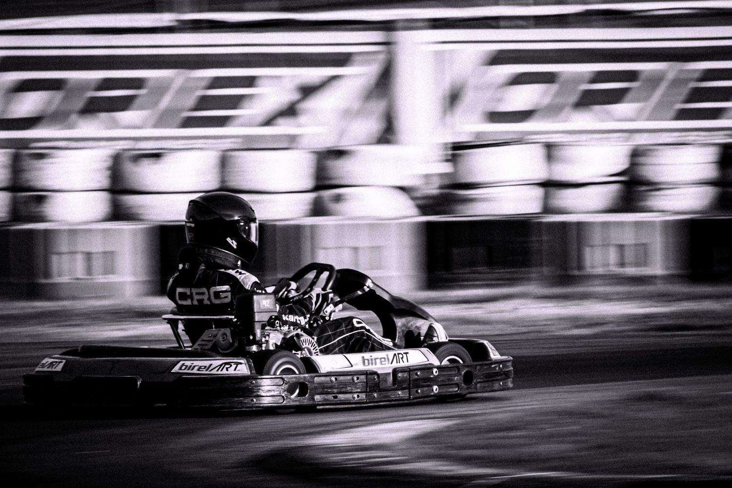 kart racing in black and white | Bowmanville Ontario | Yesterday's Focus by Mandy Wright