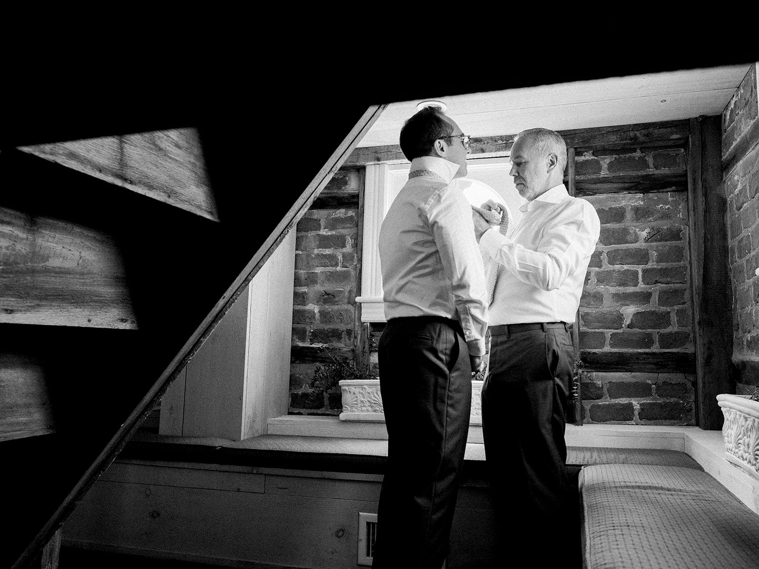 Black and white images of preparations by a window with natural light.