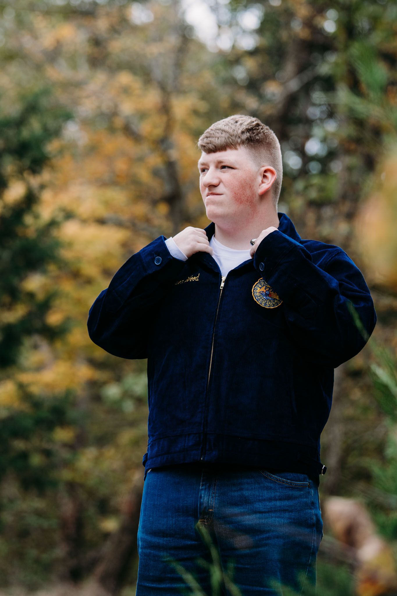 Mayson wears his FFA jacket proudly during his senior session in Meade County Kentucky