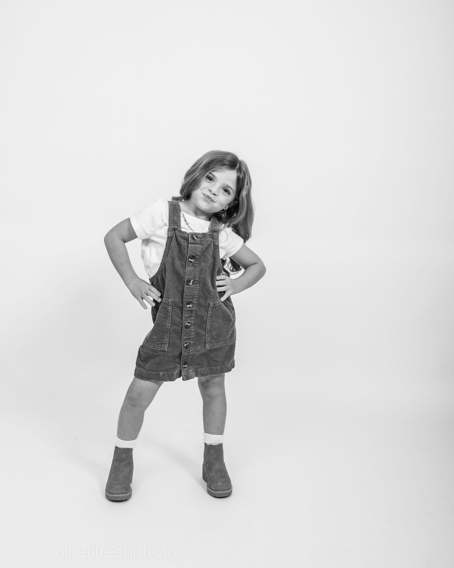 Collage of studio personality portraits showing multiple expressive poses from a child personality photography session