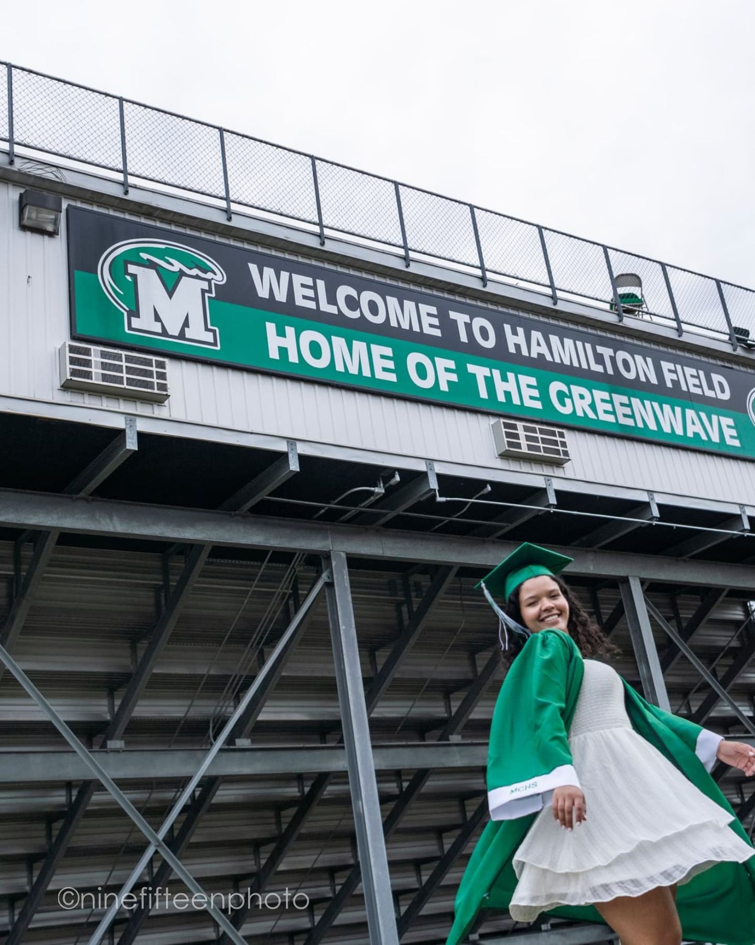 Senior graduation photo in cap and gown taken outdoors in Kentucky by ninefifteenphoto for Class of 2025.