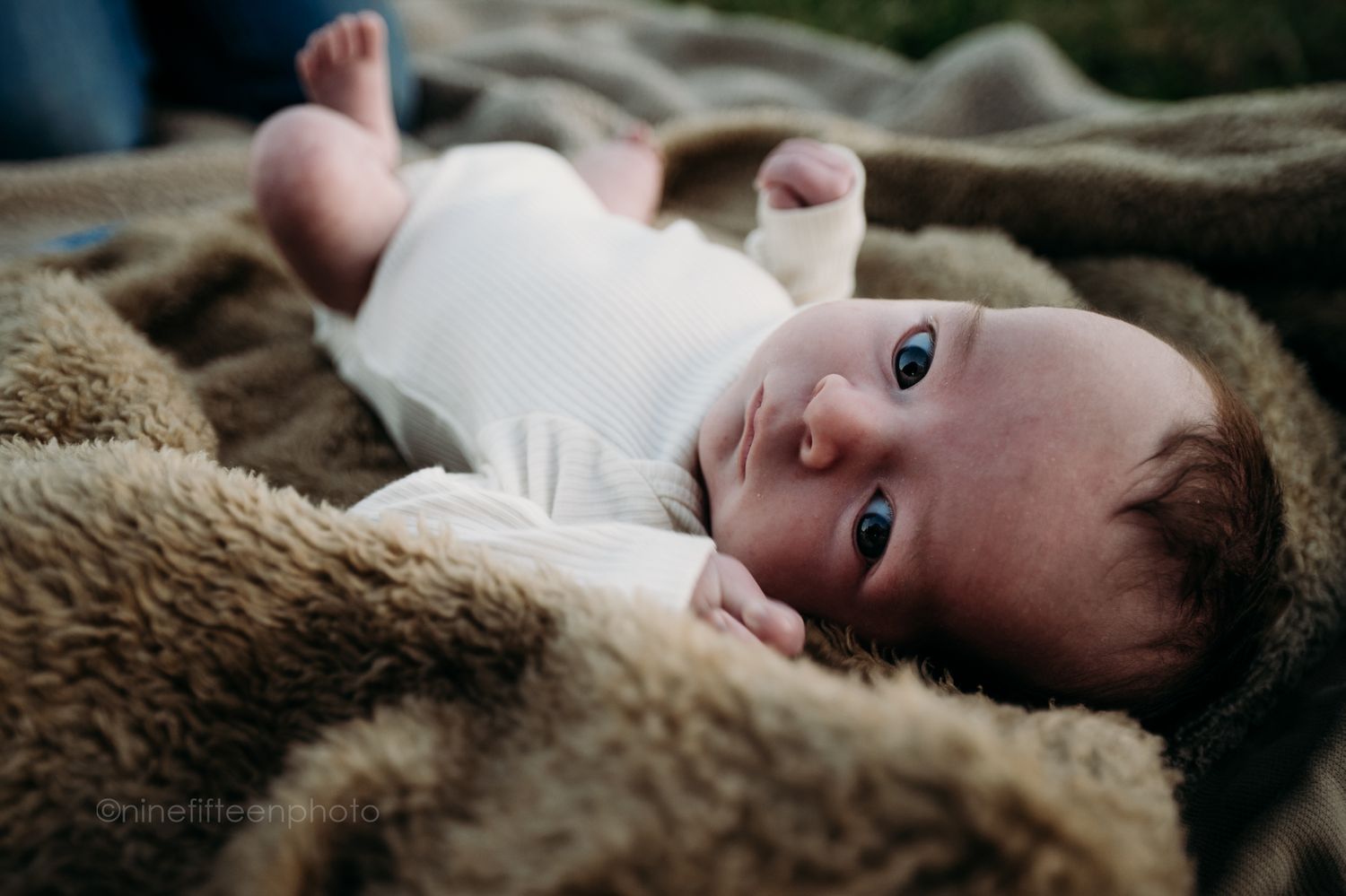 Custer KY newborn lifestyle photo of Kaylin and Caleb with their baby Devin, captured by ninefifteenphoto in rustic golden light.