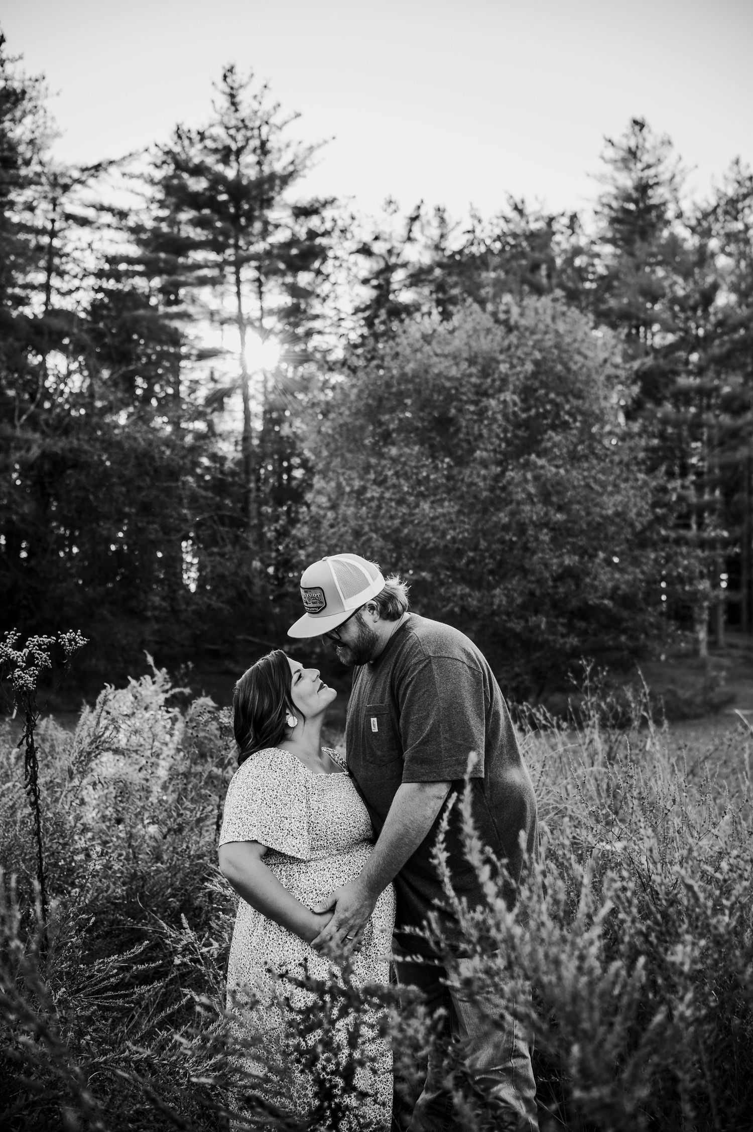 Black and white portrait during outdoor maternity photos at Otter Creek park