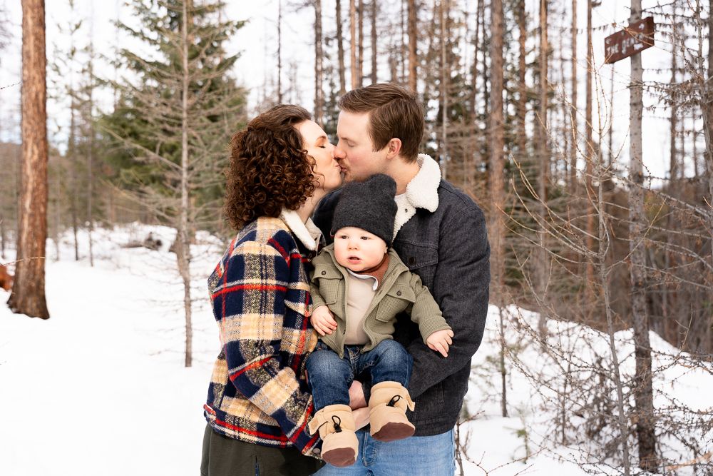Outdoor family session in the snow Kimberley, BC