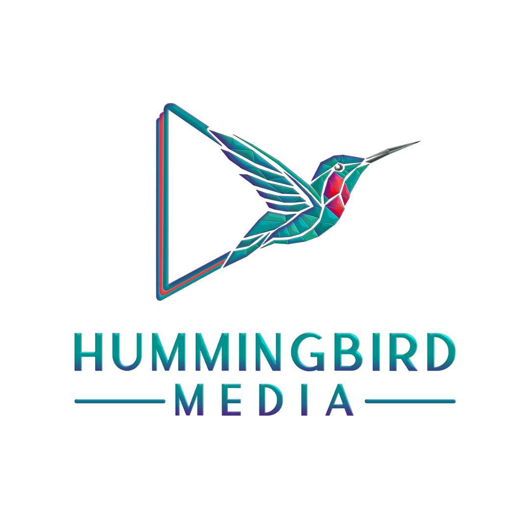 Hummingbird Media logo featuring stylized teal hummingbird illustration with company name.