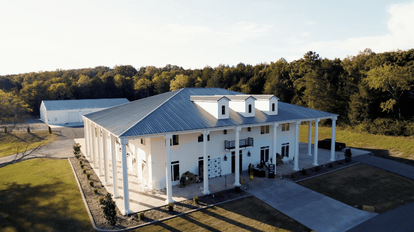 Aerial drone view of a Women's Leadership Network event in Conway, Arkansas.