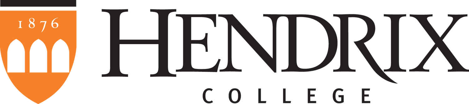 Hendrix College logo featuring orange shield design and text.