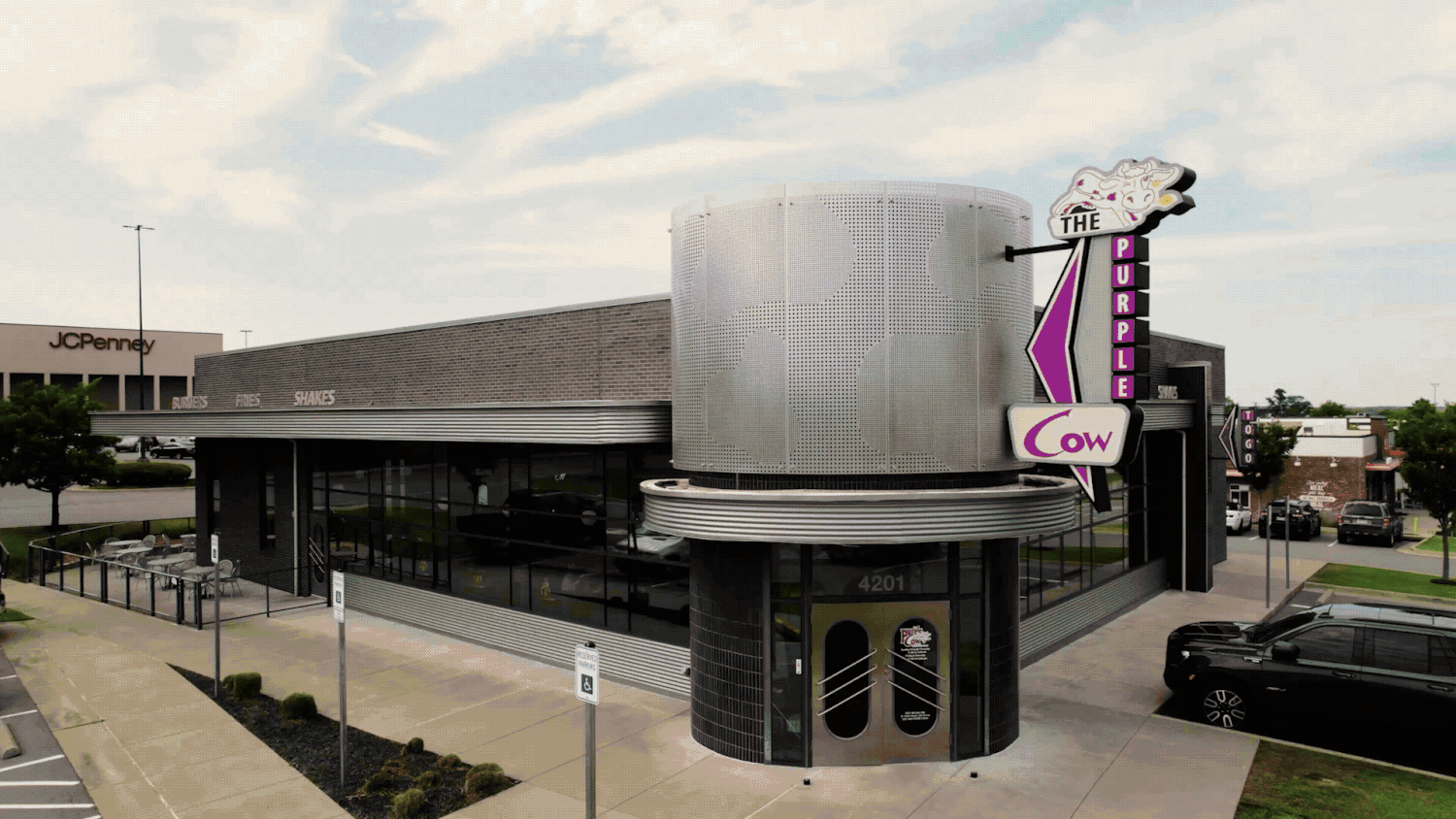 Aerial drone views of businesses in Little Rock and North Little Rock, Arkansas.