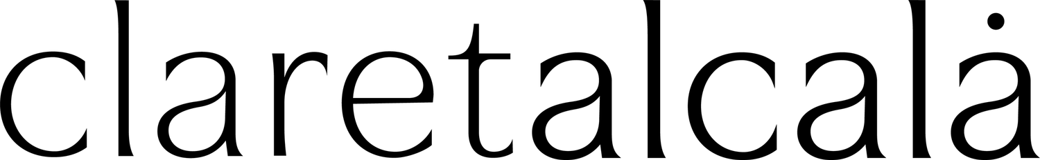 A modern logo design featuring the text 'Claretaicala' in a stylized black font against a white background.