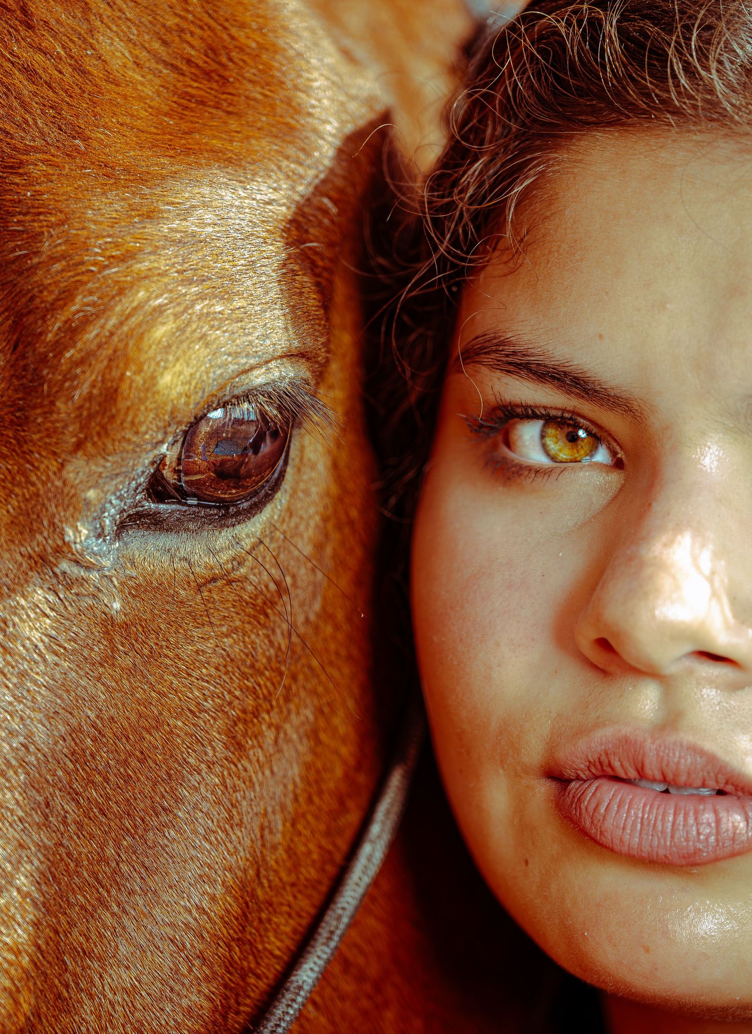 A series of close-up portraits showing different facial features and expressions in warm sepia tones.