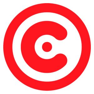 Red circular chain link pattern forming an abstract design on white background.