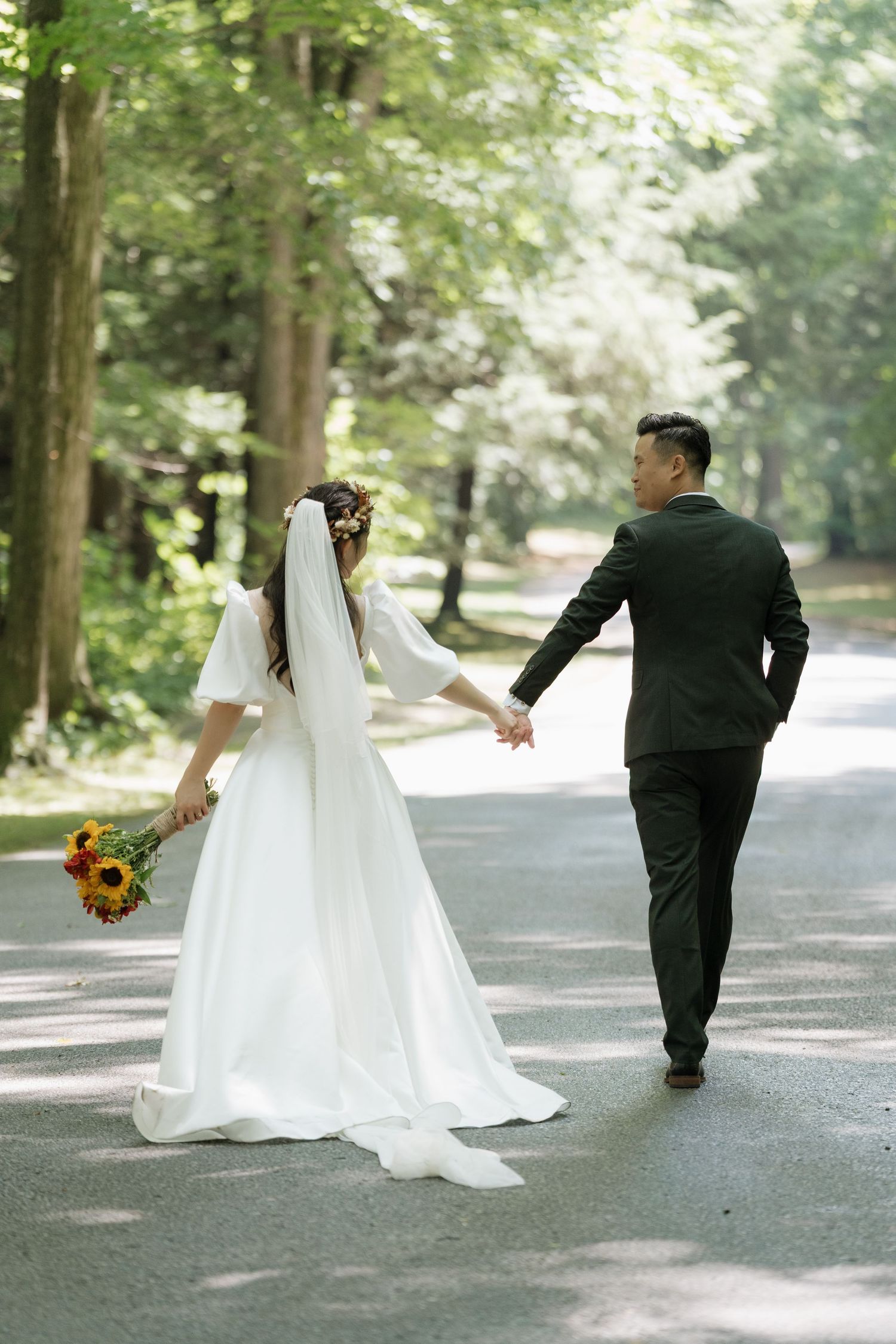 Beautiful bride and groom in a sun-kissed outdoor setting captured by AZ Photo Studio