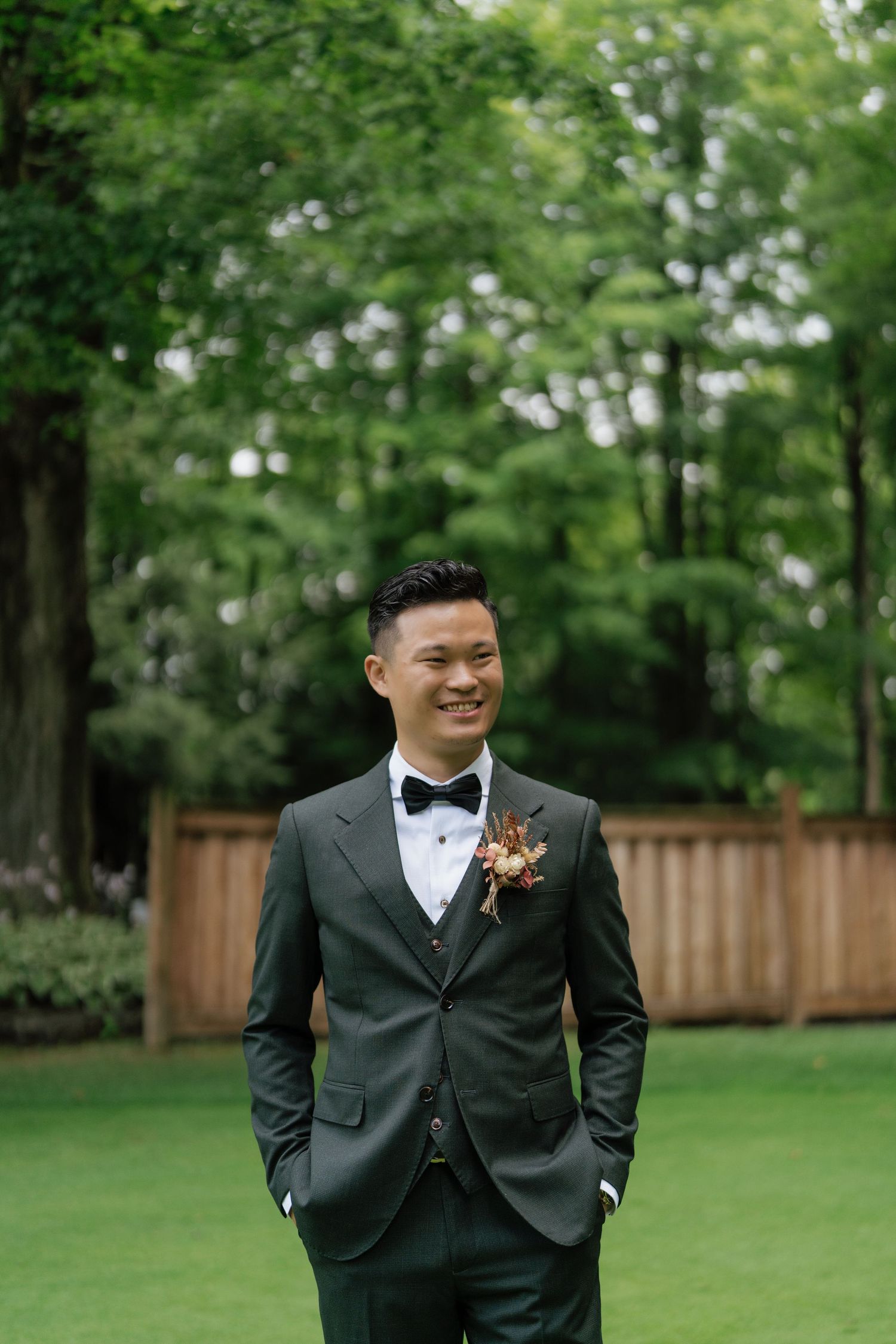 Pensive groom portrait before the ceremony in Toronto captured by AZ Photo Studio