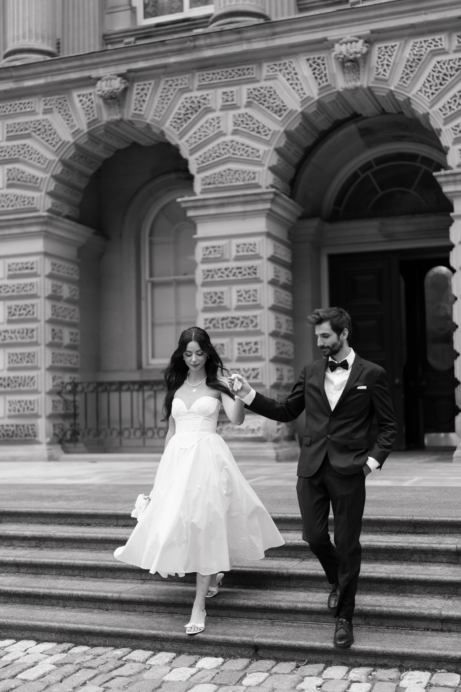 Black and white wedding photos ​Toronto street style candid and editorial photoshoot by AZ Photo Studio