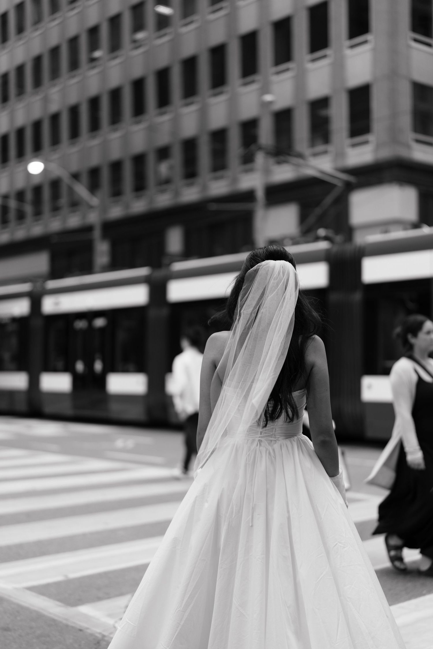 A black and white photo in Toronto editorial Street style photo shoot captured by exit photo studio.