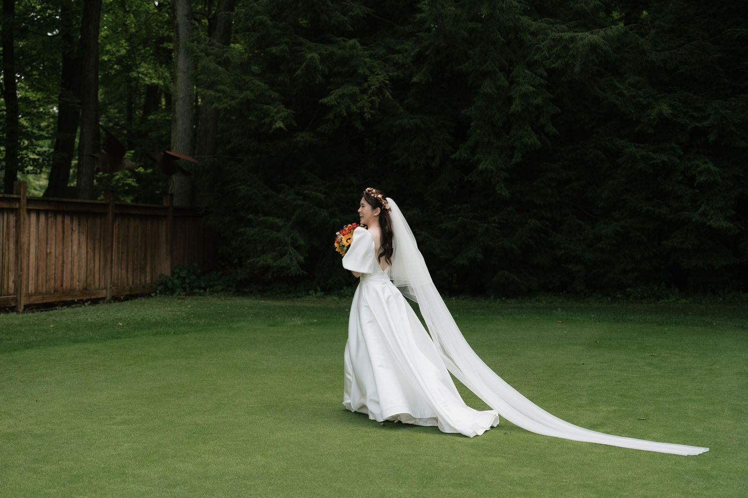 Beautiful bride with a flowing veil in the wind captured by AZ Photo Studio