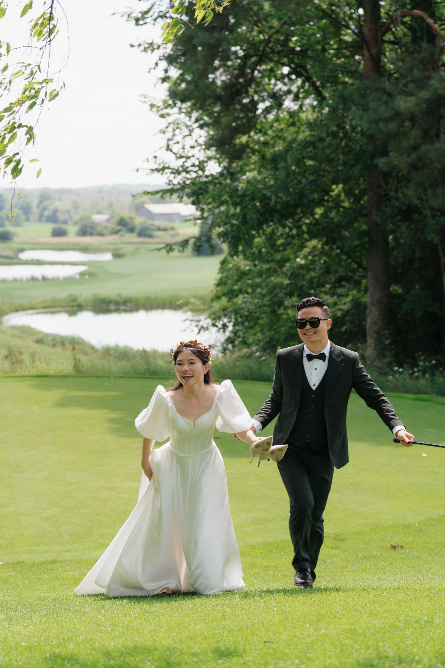 Beautiful bride and groom in a sun-kissed outdoor setting captured by AZ Photo Studio