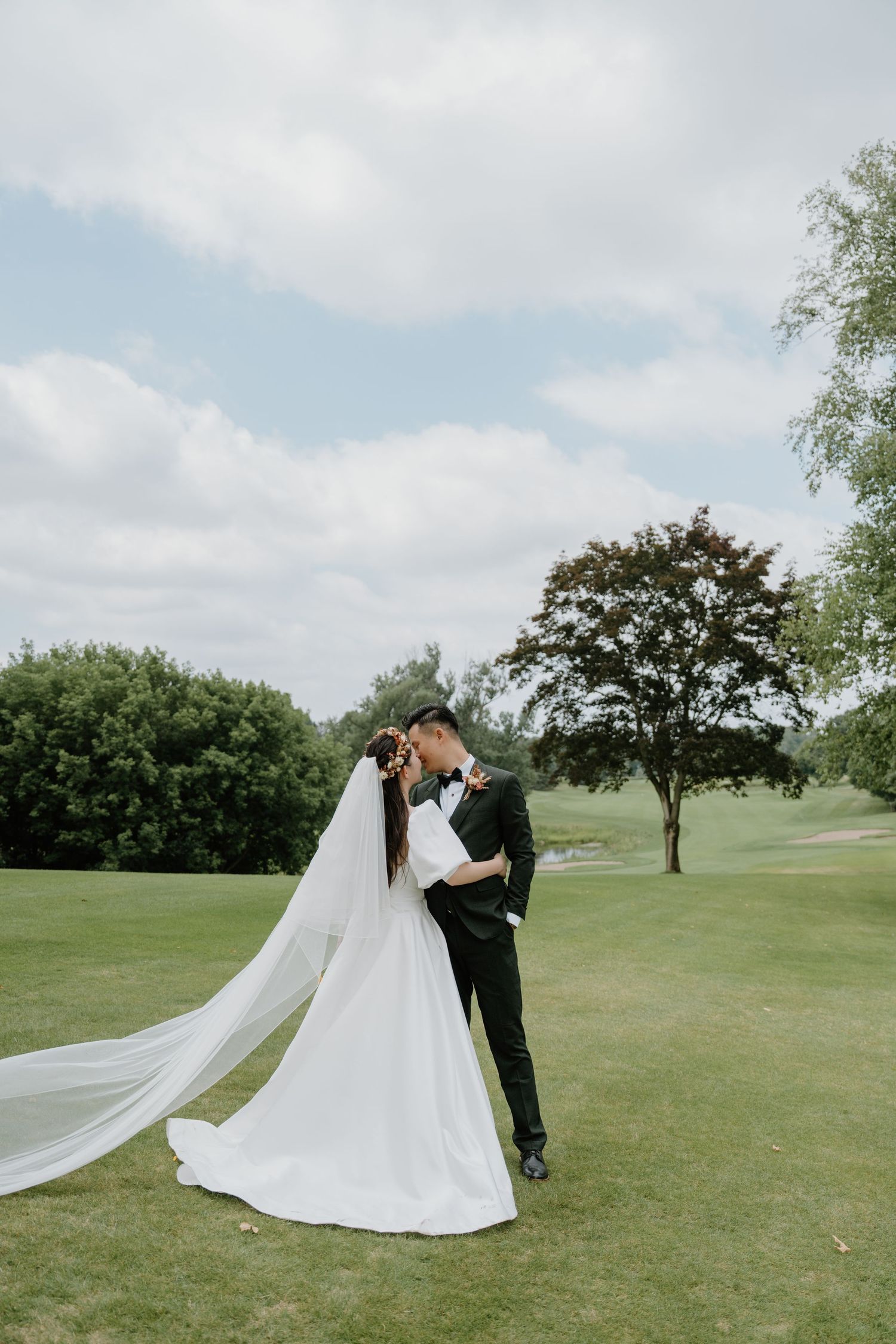 Beautiful bride and groom in a Sunset outdoor setting captured by AZ Photo Studio