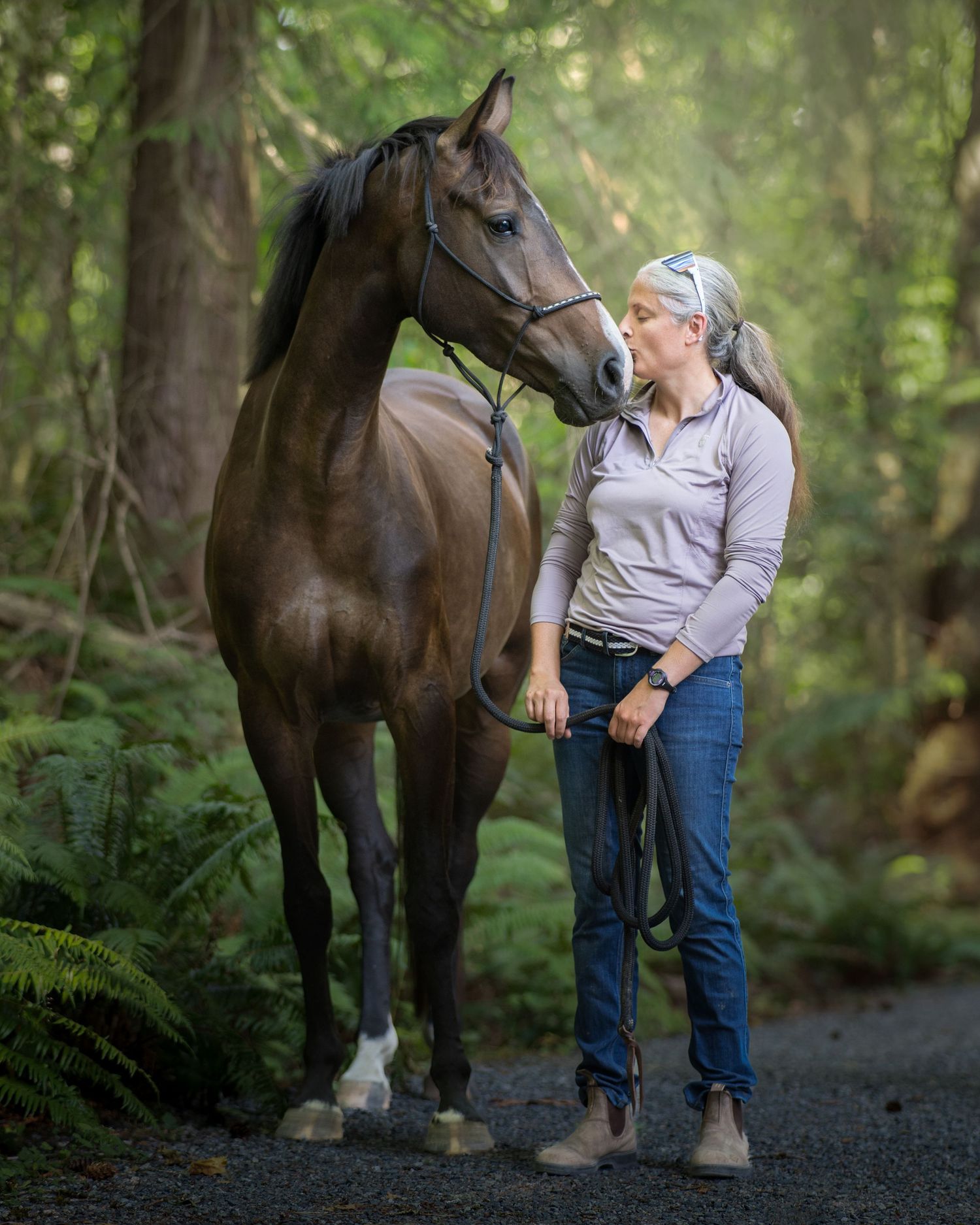 Portrait of a woman and her horse, Vancouver Island